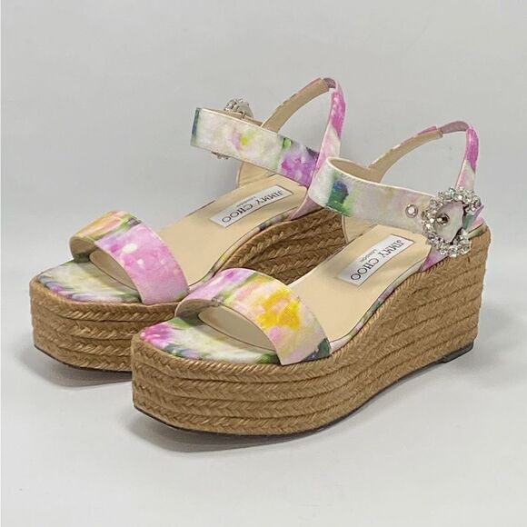 Jimmy Choo Crystal Embellished Wedges sandals size 37 - Picture 3 of 12